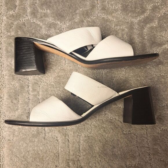 FRANCO SARTO Slip On Sandals WOMENS SIZE 8.5M white leather heeled open toe twee - Picture 8 of 12